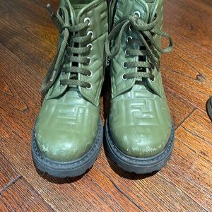 Authentic fendi embossed combat boot